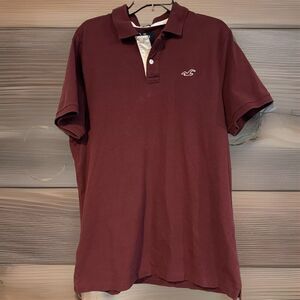 Hollister Epic Flex Stretch XL Red Polo Collar Button Short Sleeve Shirt Golf